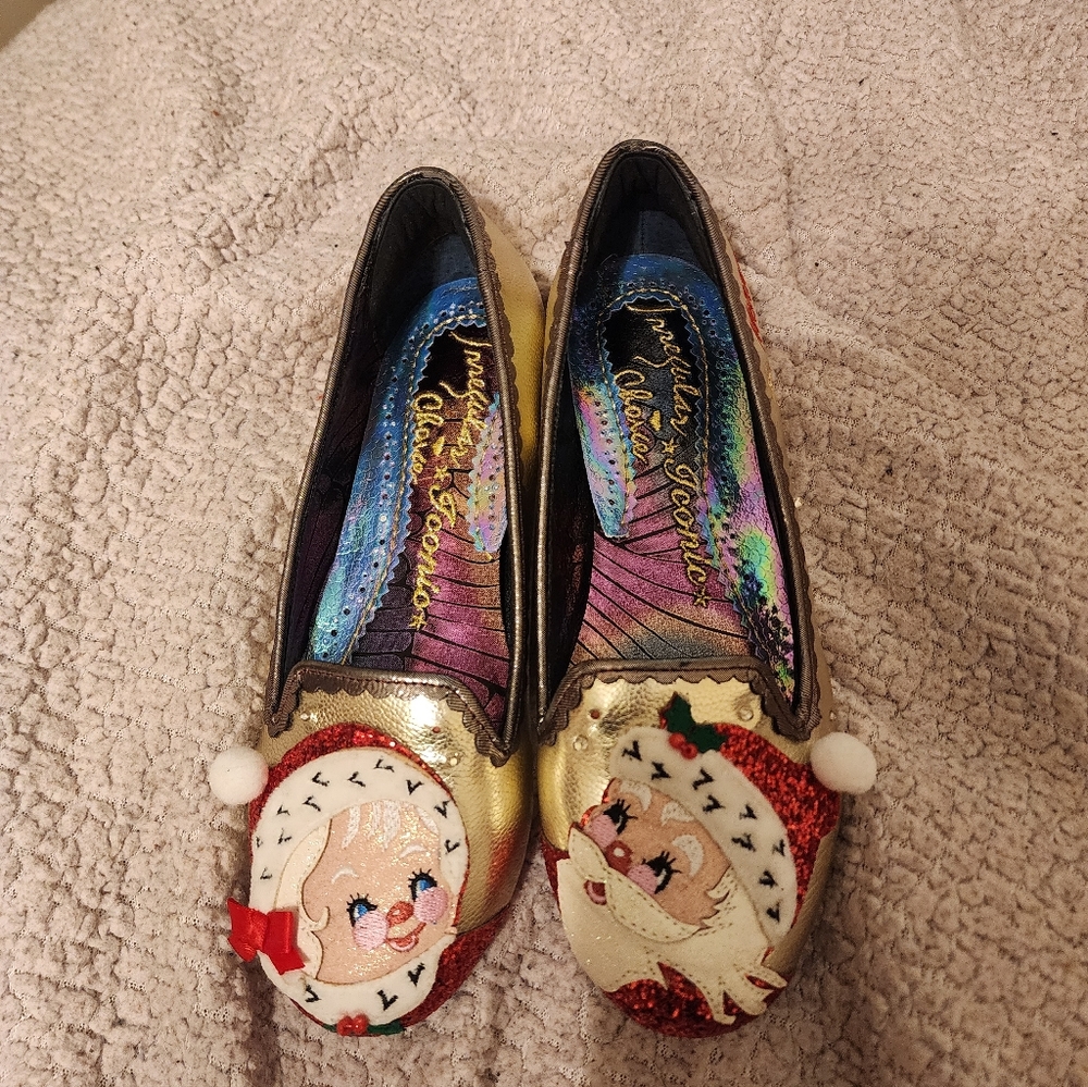 Irregular Choice Gold Santa Flats - Picture 5 of 5